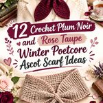 Crochet Plum Noir and Rose Taupe Winter Poetcore Ascot Scarf Ideas