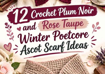Crochet Plum Noir and Rose Taupe Winter Poetcore Ascot Scarf Ideas