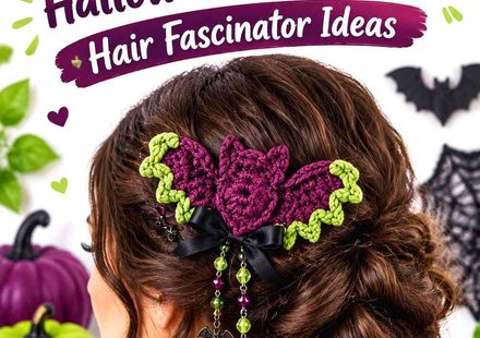 Crochet Plum Noir and Wasabi Halloween Gothic Bat Hair Fascinator Ideas