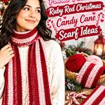Crochet Powder Pink and Ruby Red Christmas Candy Cane Scarf Ideas