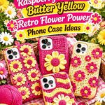 Crochet Raspberry Pink and Butter Yellow Retro Flower Power Phone Case Ideas