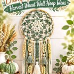Crochet Sage Green and Champagne Thanksgiving Harvest Wheat Wall Hoop Ideas