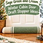 Crochet Sage Green and Cream Winter Cabin Door Draft Stopper Ideas