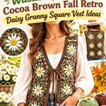 Crochet Wasabi Green and Cocoa Brown Fall Retro Daisy Granny Square Vest Ideas