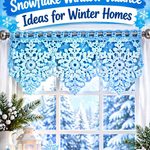 Ice Blue Crochet Snowflake Window Valance Ideas for Winter Homes