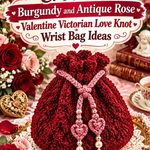 Crochet Burgundy and Antique Rose Valentine Victorian Love Knot Wrist Bag Ideas