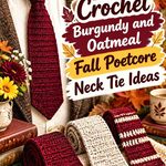 Crochet Burgundy and Oatmeal Fall Poetcore Neck Tie Ideas