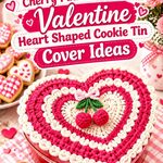 Crochet Cherry Pink and Cream Valentine Heart Shaped Cookie Tin Cover Ideas