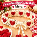 Crochet Cherry Red and Buttercream Valentine Heart Lace Belt Ideas
