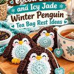 Cocoa Brown and Icy Jade Crochet Winter Penguin Tea Bag Rest Ideas