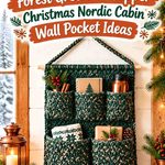 Crochet Forest Green and Copper Christmas Nordic Cabin Wall Pocket Ideas