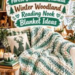 Crochet Forest Jade and Oatmeal Winter Woodland Reading Nook Blanket Ideas