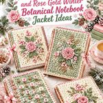 Crochet Frosted Sage and Rose Gold Winter Botanical Notebook Jacket Ideas