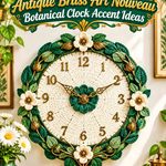 Crochet Jade Green and Antique Brass Art Nouveau Botanical Clock Accent Ideas