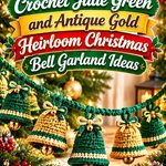 Crochet Jade Green and Antique Gold Heirloom Christmas Bell Garland Ideas
