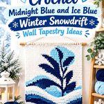 Crochet Midnight Blue and Ice Blue Winter Snowdrift Wall Tapestry Ideas