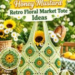Crochet Pistachio Green and Honey Mustard Retro Floral Market Tote Ideas