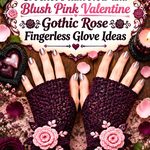 Crochet Plum Noir and Blush Pink Valentine Gothic Rose Fingerless Glove Ideas