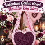 Crochet Plum Noir and Blush Rose Valentine Gothic Heart Shoulder Bag Ideas