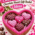 Crochet Raspberry Pink and Cocoa Brown Valentine Chocolate Heart Gift Basket Ideas