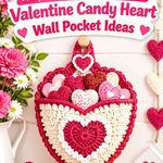 Crochet Raspberry Pink and Vanilla Valentine Candy Heart Wall Pocket Ideas