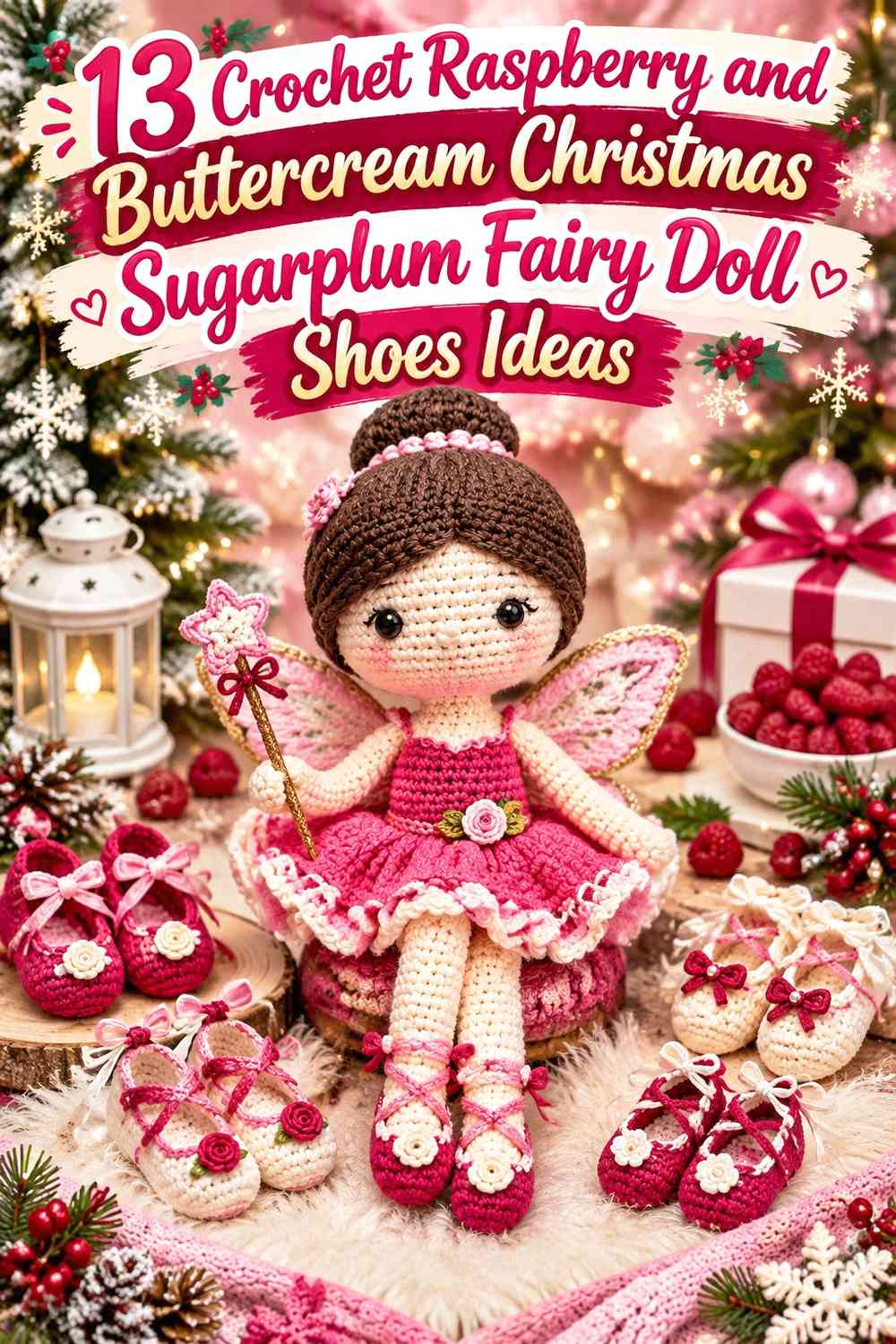 Crochet Raspberry and Buttercream Christmas Sugarplum Fairy Doll Shoes Ideas