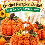 Persimmon Orange Crochet Pumpkin Basket Ideas for Cozy Autumn Decor