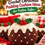 Winterberry Red Crochet Christmas Pudding Cushion Ideas for Festive Sofas