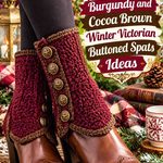 Crochet Burgundy and Cocoa Brown Winter Victorian Buttoned Spats Ideas