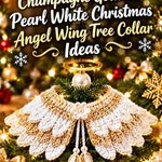 Crochet Champagne Gold and Pearl White Christmas Angel Wing Tree Collar Ideas