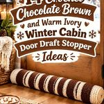 Crochet Chocolate Brown and Warm Ivory Winter Cabin Door Draft Stopper Ideas