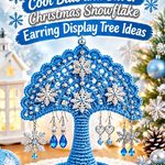 Crochet Cool Blue and Silver Christmas Snowflake Earring Display Tree Ideas