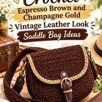 Crochet Espresso Brown and Champagne Gold Vintage Leather Look Saddle Bag Ideas