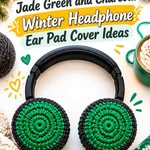 Crochet Jade Green and Charcoal Winter Headphone Ear Pad Cover Ideas