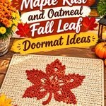 Crochet Maple Rust and Oatmeal Fall Leaf Doormat Ideas