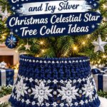 Crochet Midnight Navy and Icy Silver Christmas Celestial Star Tree Collar Ideas