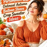 Crochet Persimmon and Oatmeal Autumn Balloon Sleeve Crop Sweater Ideas