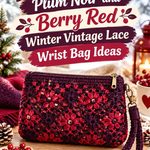 Crochet Plum Noir and Berry Red Winter Vintage Lace Wrist Bag Ideas