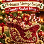 Crochet Ruby Red and Antique Brass Christmas Vintage Sleigh Candy Basket Ideas