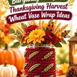 Crochet Burgundy and Olive Thanksgiving Harvest Wheat Vase Wrap Ideas