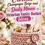 Crochet Champagne Beige and Dusty Mauve Victorian Vanity Basket Ideas