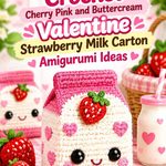 Crochet Cherry Pink and Buttercream Valentine Strawberry Milk Carton Amigurumi Ideas