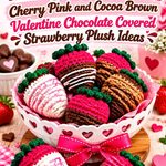 Crochet Cherry Pink and Cocoa Brown Valentine Chocolate Covered Strawberry Plush Ideas