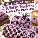 Crochet Dusty Lilac and Espresso Winter Poetcore Fountain Pen Pouch Ideas