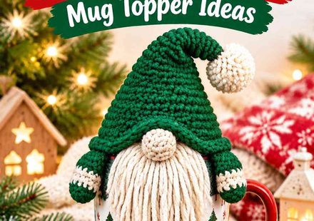 Crochet Forest Green and Oatmeal Christmas Nordic Gnome Mug Topper Ideas