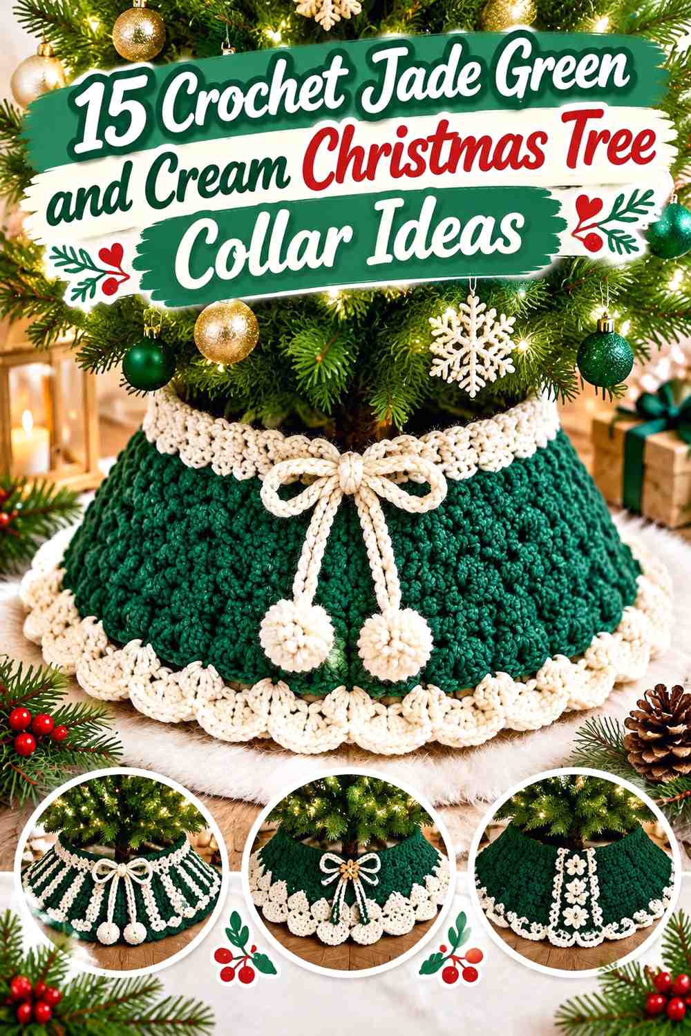 Jade Green and Cream Crochet Christmas Tree Collar Ideas