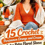 Crochet Persimmon Orange and Cream Winter Retro Flared Sleeve Tunic Ideas