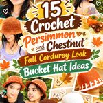 Crochet Persimmon and Chestnut Fall Corduroy Look Bucket Hat Ideas