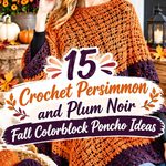 Crochet Persimmon and Plum Noir Fall Colorblock Poncho Ideas