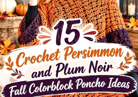 Crochet Persimmon and Plum Noir Fall Colorblock Poncho Ideas
